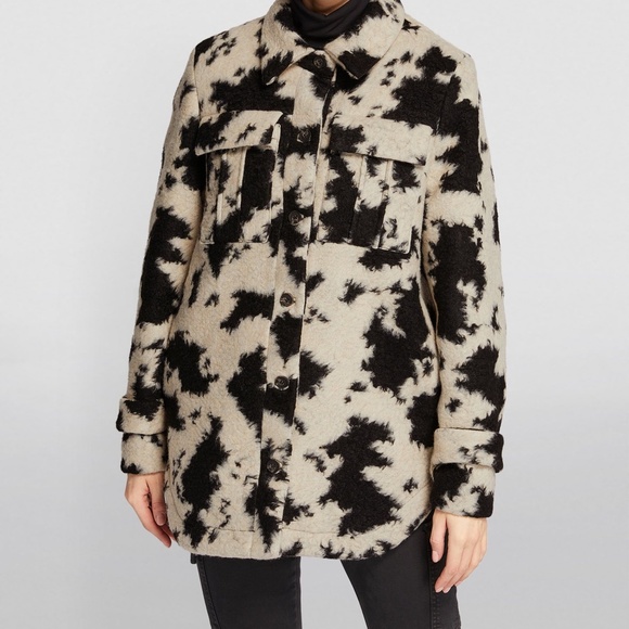 AllSaints - Brushed Wool Blend Jessa Jacket - Womens US Size 10 - Cow/Camo Print - Picture 3 of 12
